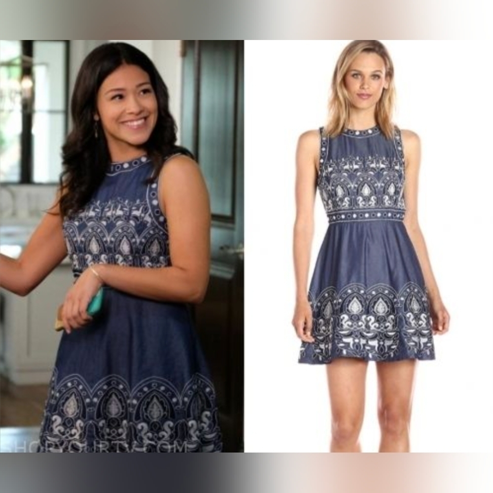 🔥 JOA Embroidered Fit and Flare Dress